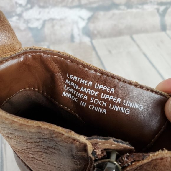 Earth Jericho Leather Moto Biker Ankle Boots Chesnut Brown Ombre Size 10 - Picture 3 of 14